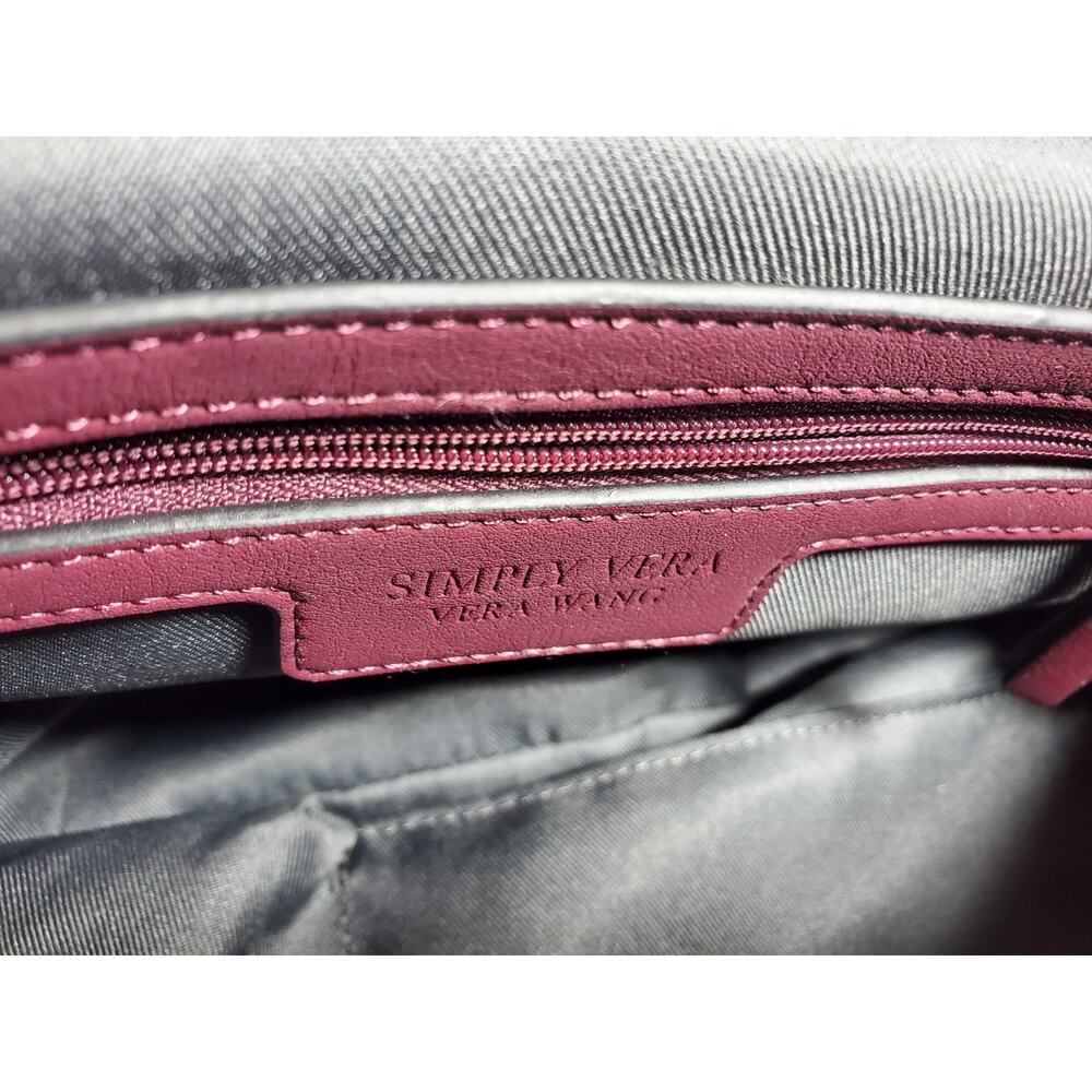 Simply Vera Vera Wang Collection Burgandy Quilted Buena Satchel Crossbody Bag - Picture 12 of 16